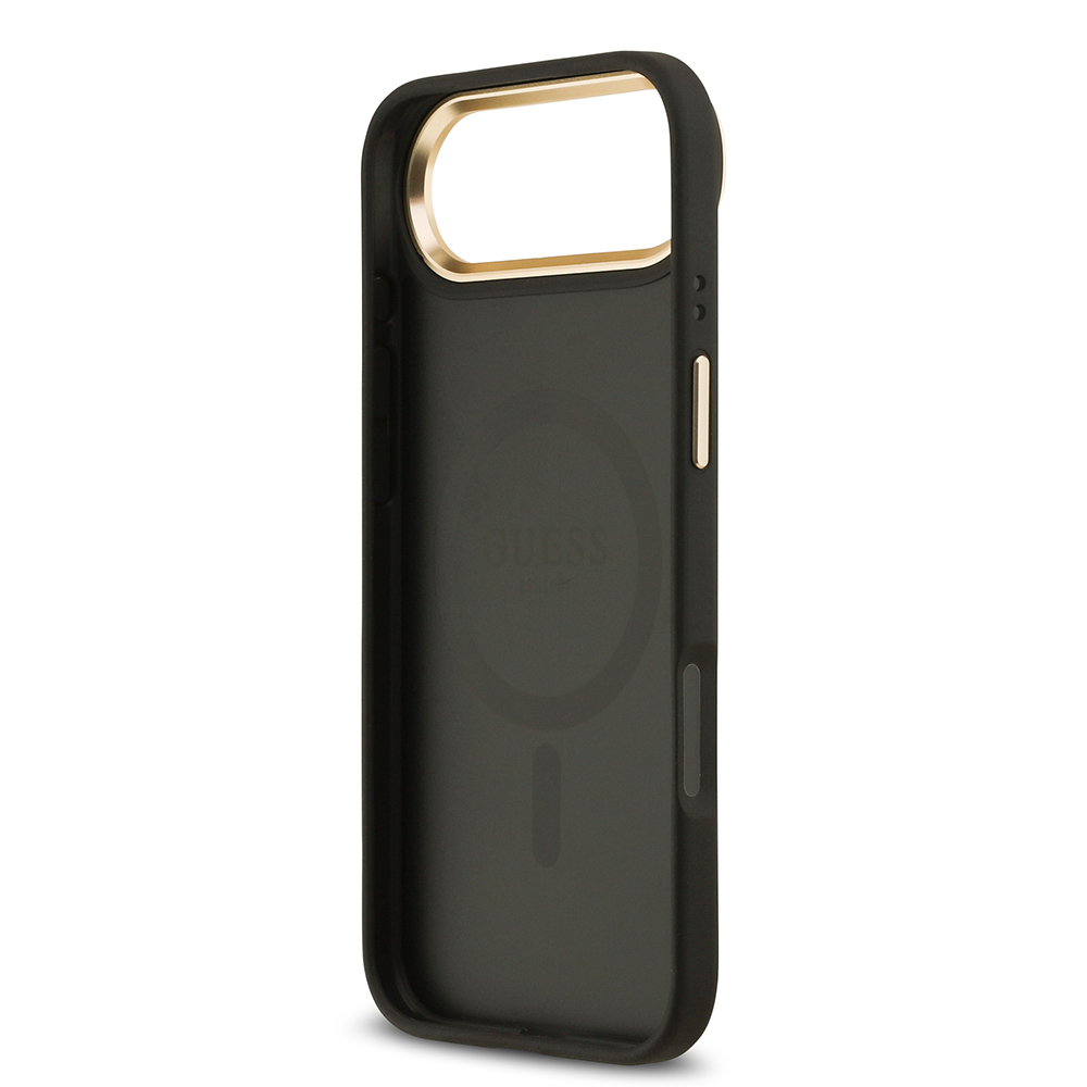 Apple iPhone 17 Air Uyumlu Kılıf Guess Orjinal Lisanslı M-safe Şarj Özellikli Grained Yazı ve Taşlı 4G Logolu Kapak - 13