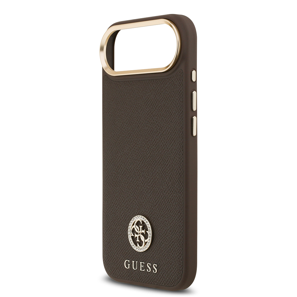 Apple iPhone 17 Air Uyumlu Kılıf Guess Orjinal Lisanslı M-safe Şarj Özellikli Grained Yazı ve Taşlı 4G Logolu Kapak - 19