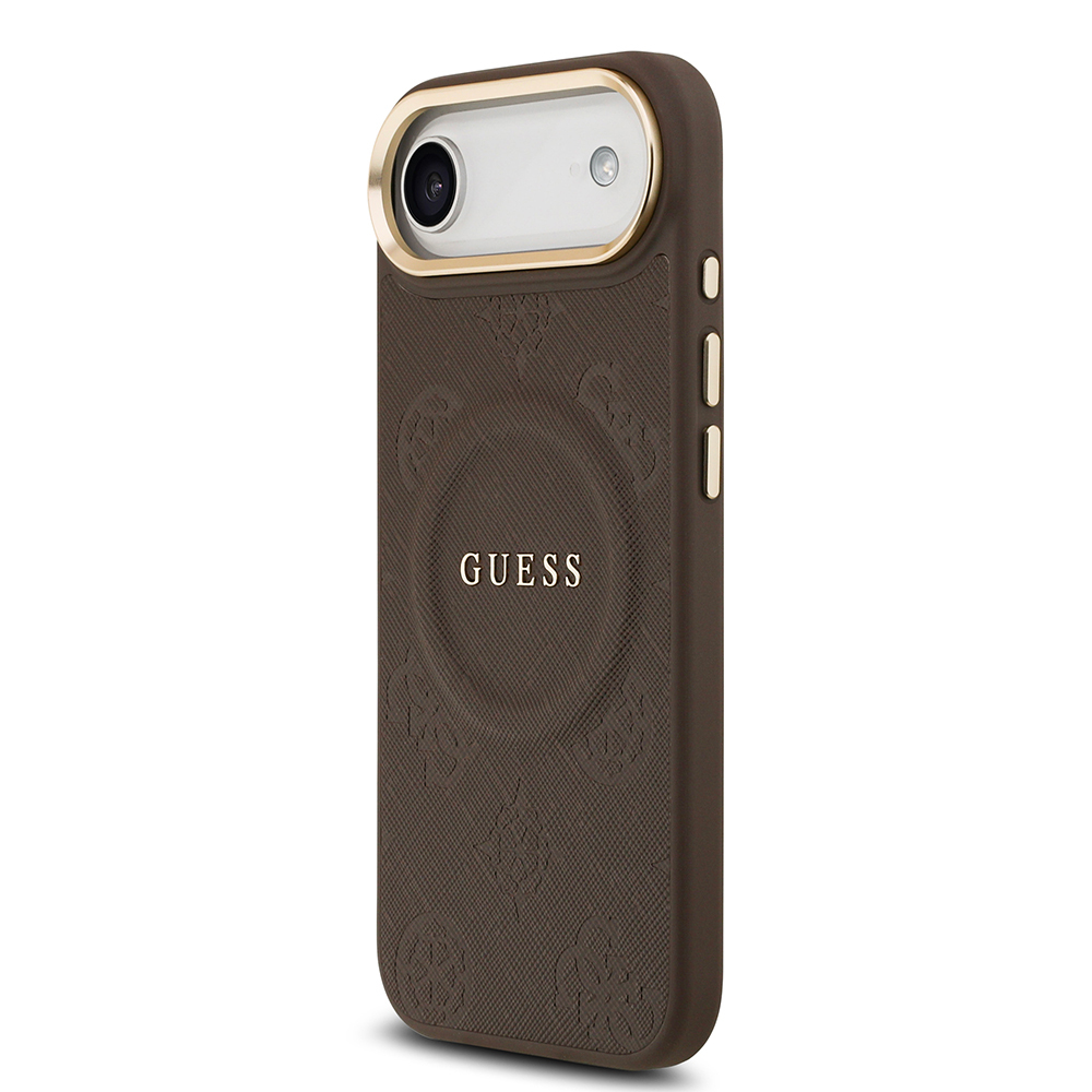 Apple iPhone 17 Air Uyumlu Kılıf Guess Orjinal Lisanslı M-safe Şarj Özellikli Sıcak Baskılı Yazı Logolu PU Deri Peony Kapak - 1