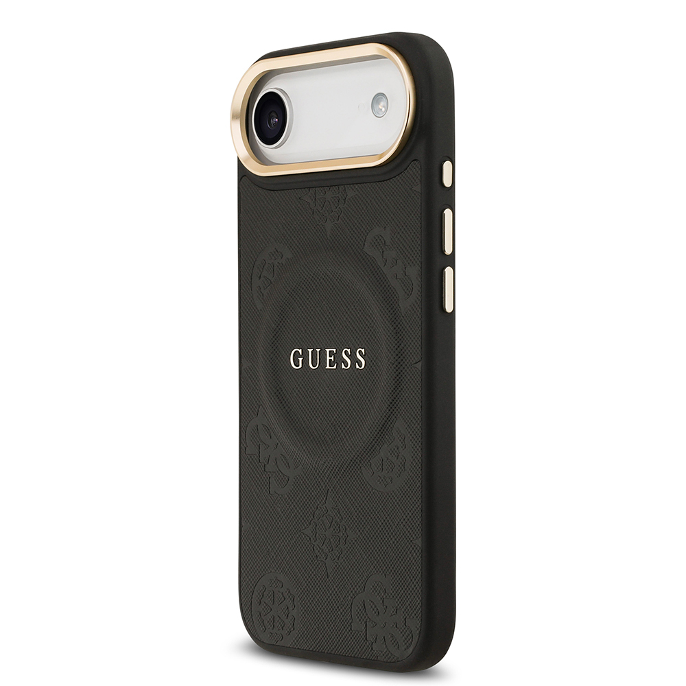 Apple iPhone 17 Air Uyumlu Kılıf Guess Orjinal Lisanslı M-safe Şarj Özellikli Sıcak Baskılı Yazı Logolu PU Deri Peony Kapak - 13