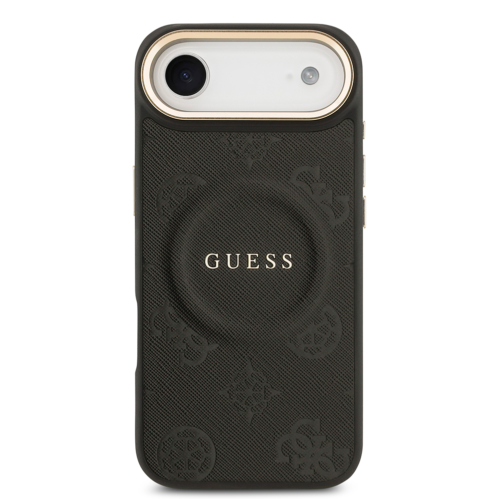 Apple iPhone 17 Air Uyumlu Kılıf Guess Orjinal Lisanslı M-safe Şarj Özellikli Sıcak Baskılı Yazı Logolu PU Deri Peony Kapak - 14