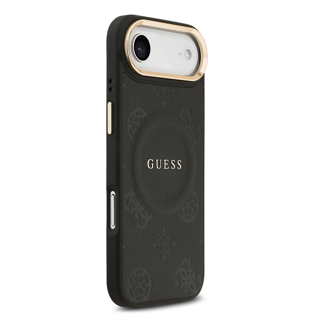 Apple iPhone 17 Air Uyumlu Kılıf Guess Orjinal Lisanslı M-safe Şarj Özellikli Sıcak Baskılı Yazı Logolu PU Deri Peony Kapak - 15