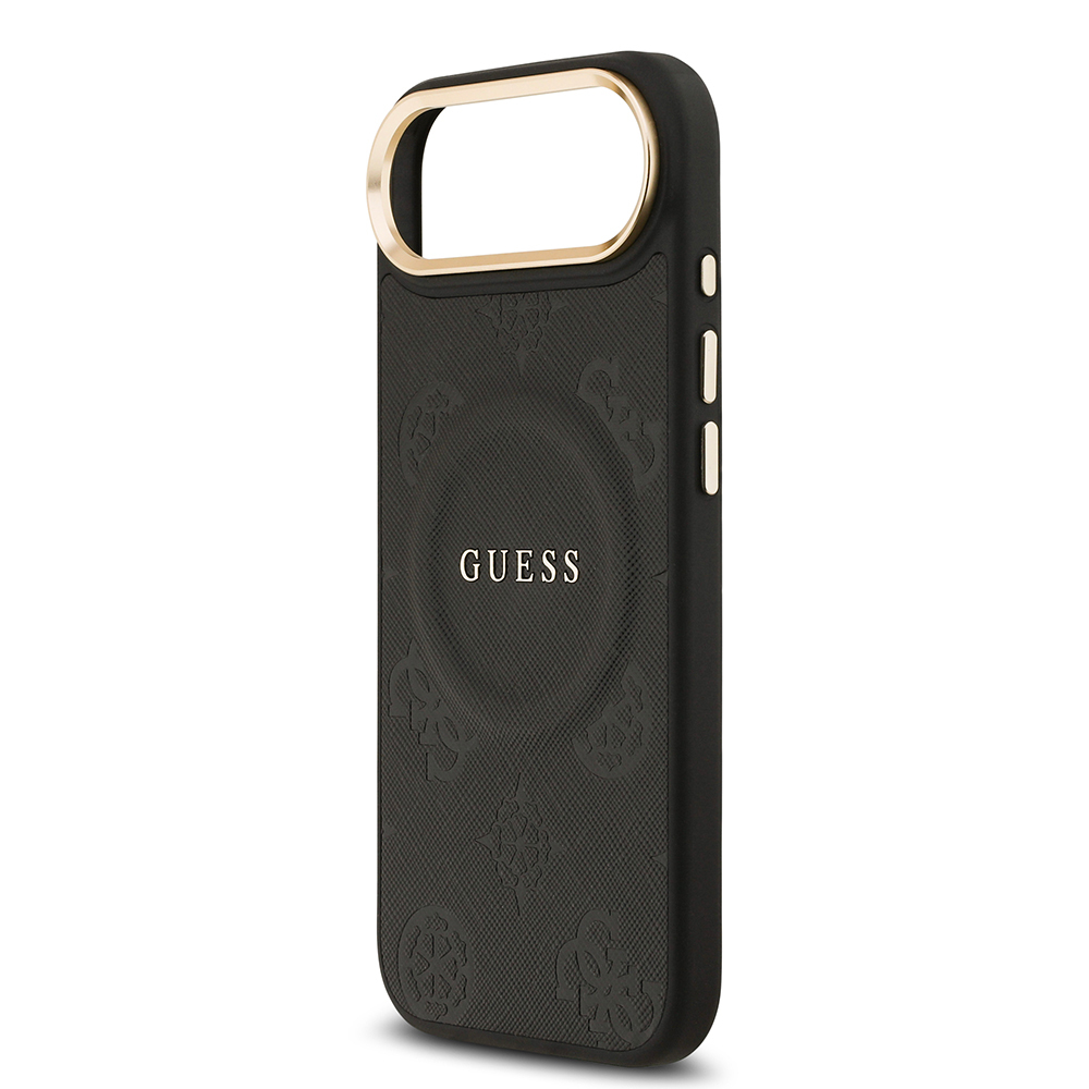Apple iPhone 17 Air Uyumlu Kılıf Guess Orjinal Lisanslı M-safe Şarj Özellikli Sıcak Baskılı Yazı Logolu PU Deri Peony Kapak - 17