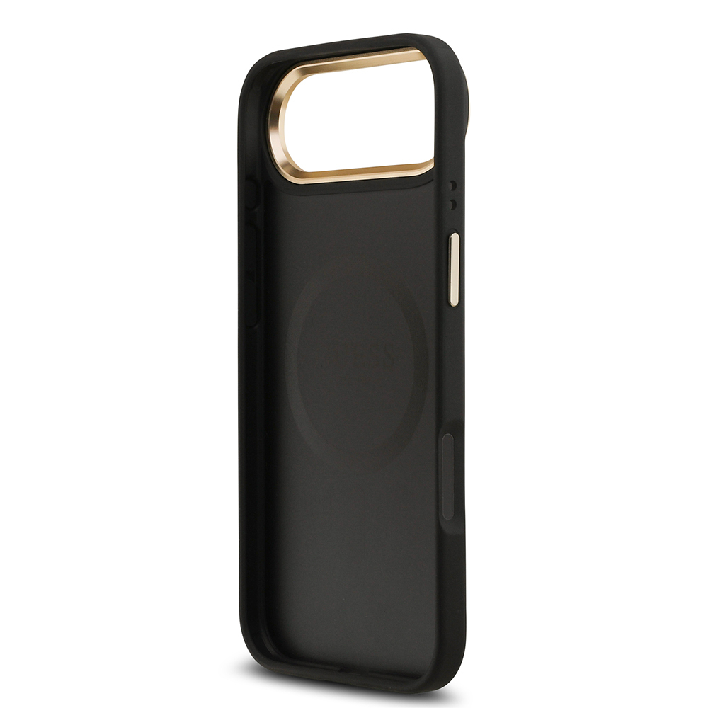 Apple iPhone 17 Air Uyumlu Kılıf Guess Orjinal Lisanslı M-safe Şarj Özellikli Sıcak Baskılı Yazı Logolu PU Deri Peony Kapak - 18