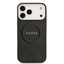 Apple iPhone 17 Pro Max Uyumlu Kılıf Guess Orjinal Lisanslı M-safe Şarj Özellikli Sıcak Baskılı Yazı Logolu PU Deri Peony Kapak - 2
