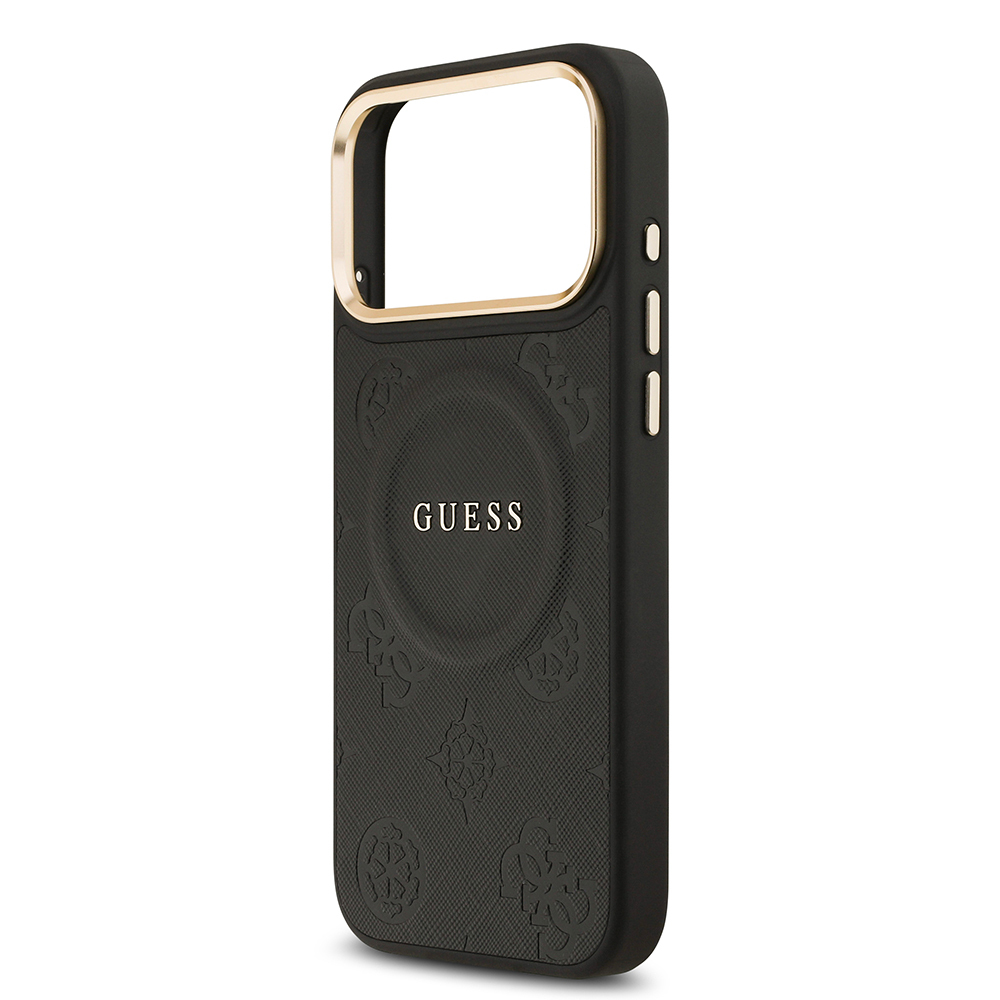 Apple iPhone 17 Pro Max Uyumlu Kılıf Guess Orjinal Lisanslı M-safe Şarj Özellikli Sıcak Baskılı Yazı Logolu PU Deri Peony Kapak - 5