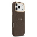 Apple iPhone 17 Pro Max Uyumlu Kılıf Guess Orjinal Lisanslı M-safe Şarj Özellikli Sıcak Baskılı Yazı Logolu PU Deri Peony Kapak - 9