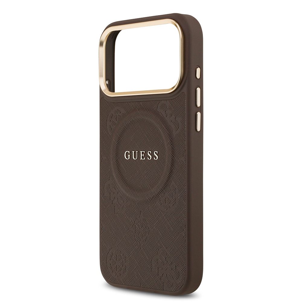 Apple iPhone 17 Pro Max Uyumlu Kılıf Guess Orjinal Lisanslı M-safe Şarj Özellikli Sıcak Baskılı Yazı Logolu PU Deri Peony Kapak - 11