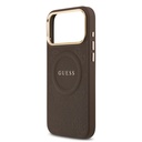 Apple iPhone 17 Pro Max Uyumlu Kılıf Guess Orjinal Lisanslı M-safe Şarj Özellikli Sıcak Baskılı Yazı Logolu PU Deri Peony Kapak - 11