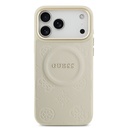 Apple iPhone 17 Pro Max Uyumlu Kılıf Guess Orjinal Lisanslı M-safe Şarj Özellikli Sıcak Baskılı Yazı Logolu PU Deri Peony Kapak - 23