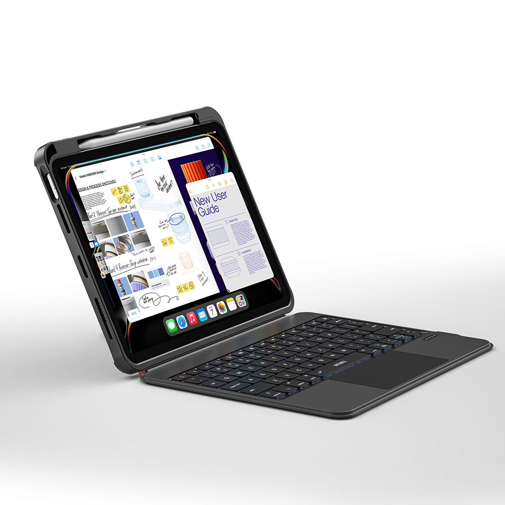 Apple iPad Pro 12.9 2021 Uyumlu (5.Nesil) Wiwu MK-007 Combo Pro Kalem Bölmeli Klavyeli Standlı Kılıf - 6