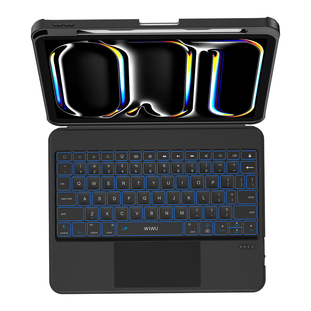 Apple iPad Air 13 2024 Uyumlu Wiwu MK-007 Combo Pro Kalem Bölmeli Klavyeli Standlı Kılıf - 3