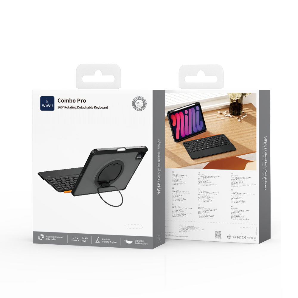 Apple iPad Air 13 2024 Uyumlu Wiwu MK-007 Combo Pro Kalem Bölmeli Klavyeli Standlı Kılıf - 8