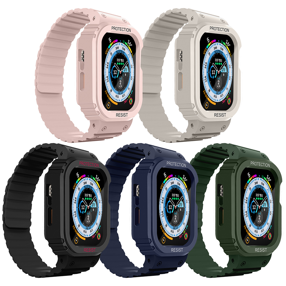 Apple Watch 44mm Uyumlu KRD-142 Airbag Tasarımlı Kasa Koruyuculu Silikon Kordon - 13
