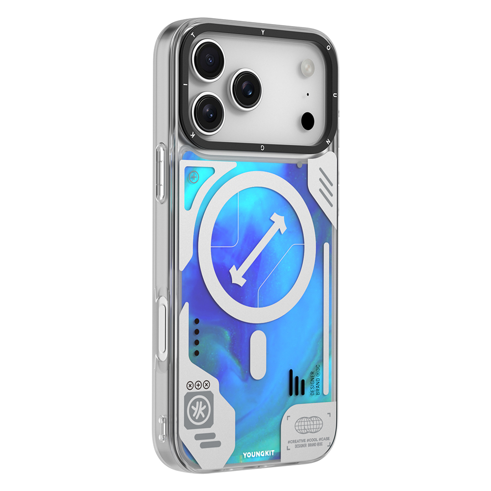 Apple iPhone 17 Pro Max Uyumlu Kılıf M-safe Şarj Özellikli Parlak Kumlu Sıvılı Tasarımlı Galaxy Fantasy Serisi Kapak - 3