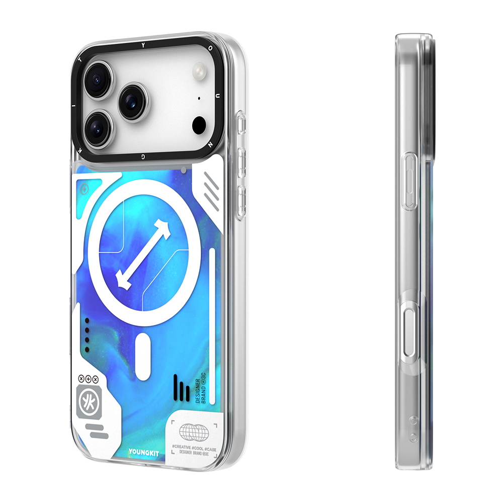 Apple iPhone 17 Pro Max Uyumlu Kılıf M-safe Şarj Özellikli Parlak Kumlu Sıvılı Tasarımlı Galaxy Fantasy Serisi Kapak - 6