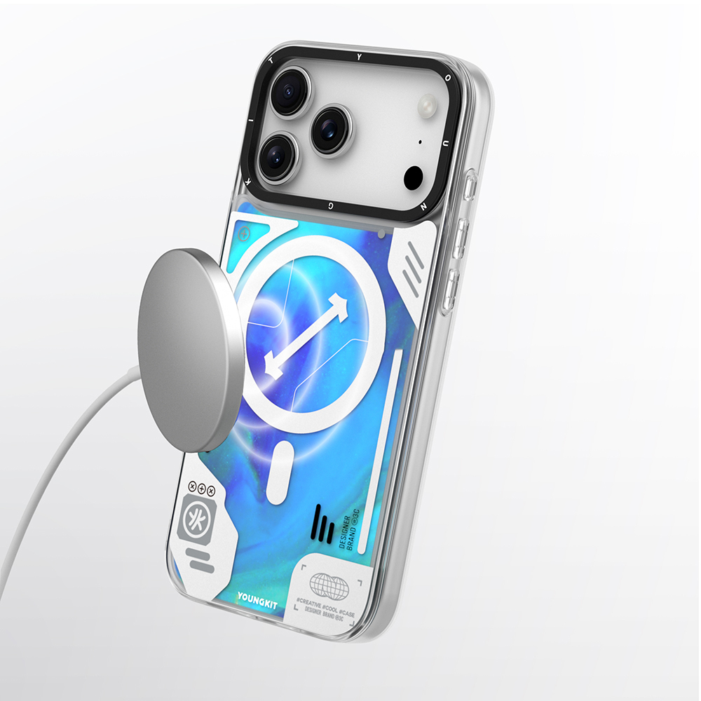 Apple iPhone 17 Pro Max Uyumlu Kılıf M-safe Şarj Özellikli Parlak Kumlu Sıvılı Tasarımlı Galaxy Fantasy Serisi Kapak - 9