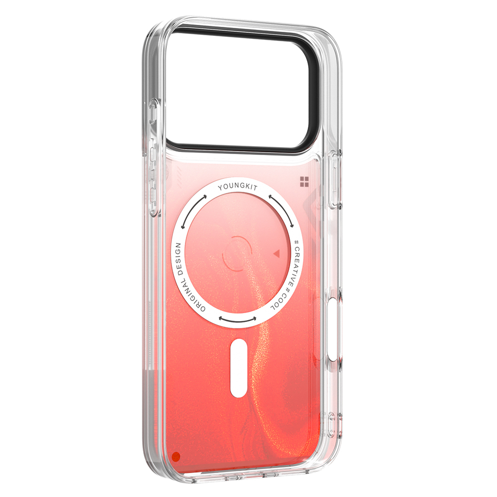 Apple iPhone 17 Pro Max Uyumlu Kılıf M-safe Şarj Özellikli Parlak Kumlu Sıvılı Tasarımlı Galaxy Fantasy Serisi Kapak - 10
