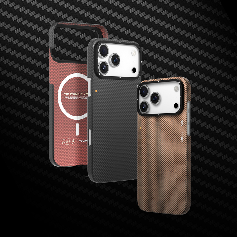 Apple iPhone 17 Pro Max Uyumlu Kılıf M-safe Şarj Özellikli Aramid Fiber Youngkit 1500D Kevlar Extreme Wing Titanyum-Gold Serisi Kapak - 11