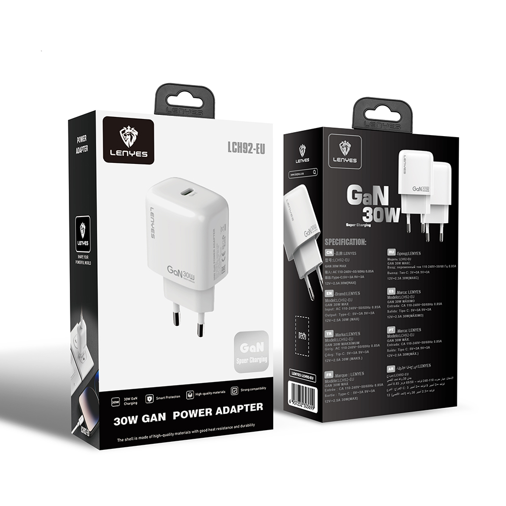 Lenyes LCH92 Type-C GaN Teknolojili PD Hızlı Şarj Özellikli Şarj Başlığı 30W - 7