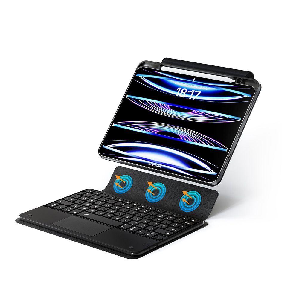 Apple iPad Pro 13 2025 M5 Zore Border Keyboard Bluetooh Bağlantılı Standlı Klavyeli Tablet Kılıfı - 1