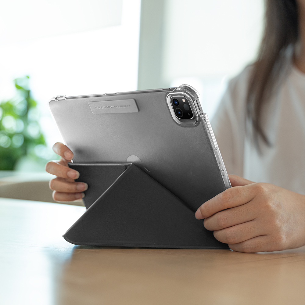 Apple iPad Pro 11 Uyumlu 2025 M5 Raptic Clear Folio Airbagli Şeffaf Kapaklı Katlanabilir Standlı Kılıf - 9