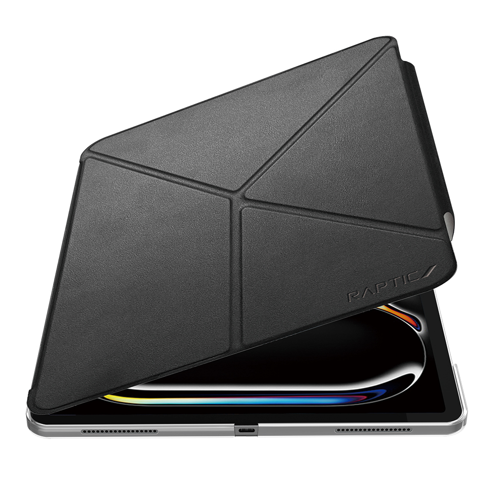 Apple iPad Pro 11 Uyumlu 2025 M5 Raptic Clear Folio Airbagli Şeffaf Kapaklı Katlanabilir Standlı Kılıf - 12