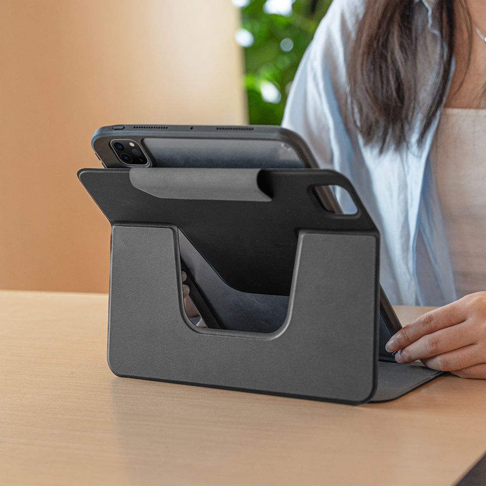 Apple iPad Pro 11 Uyumlu 2025 M5 Raptic Spin Detachable Folio PU Ayrılabilir Kalem Bölmeli Standlı Kılıf - 3