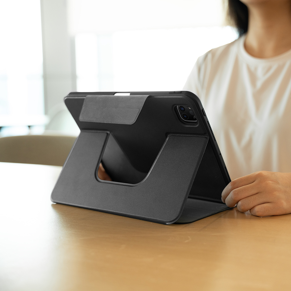 Apple iPad Pro 11 Uyumlu 2025 M5 Raptic Spin Detachable Folio PU Ayrılabilir Kalem Bölmeli Standlı Kılıf - 6