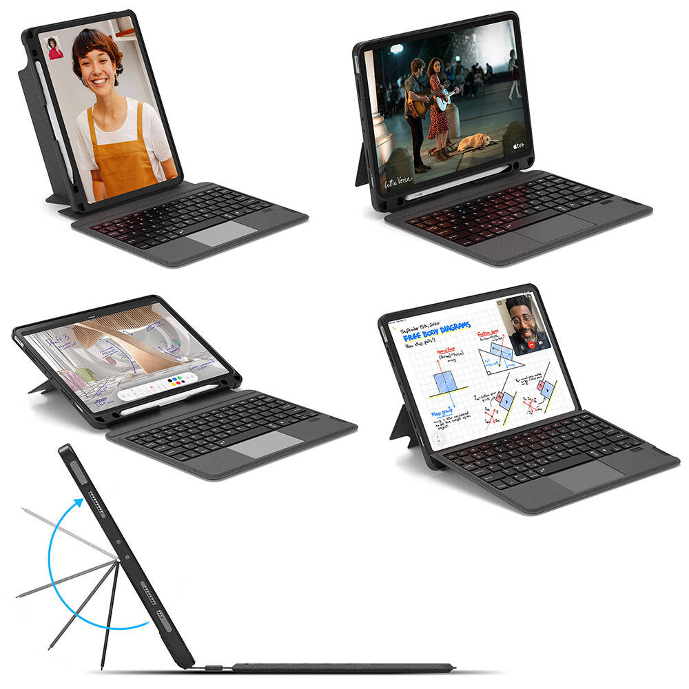 Apple iPad Pro 11 Uyumlu 2025 M5 Wiwu Mag Touch Klavyeli Standlı Kılıf - 5