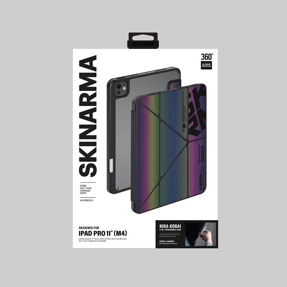 Apple iPad Pro 11 Uyumlu 2025 M5 Kılıf SkinArma Holografik Tasarımlı Arkası Şeffaf Çıkarılabilir Magnetik Kira Kobai Kılıf - 11