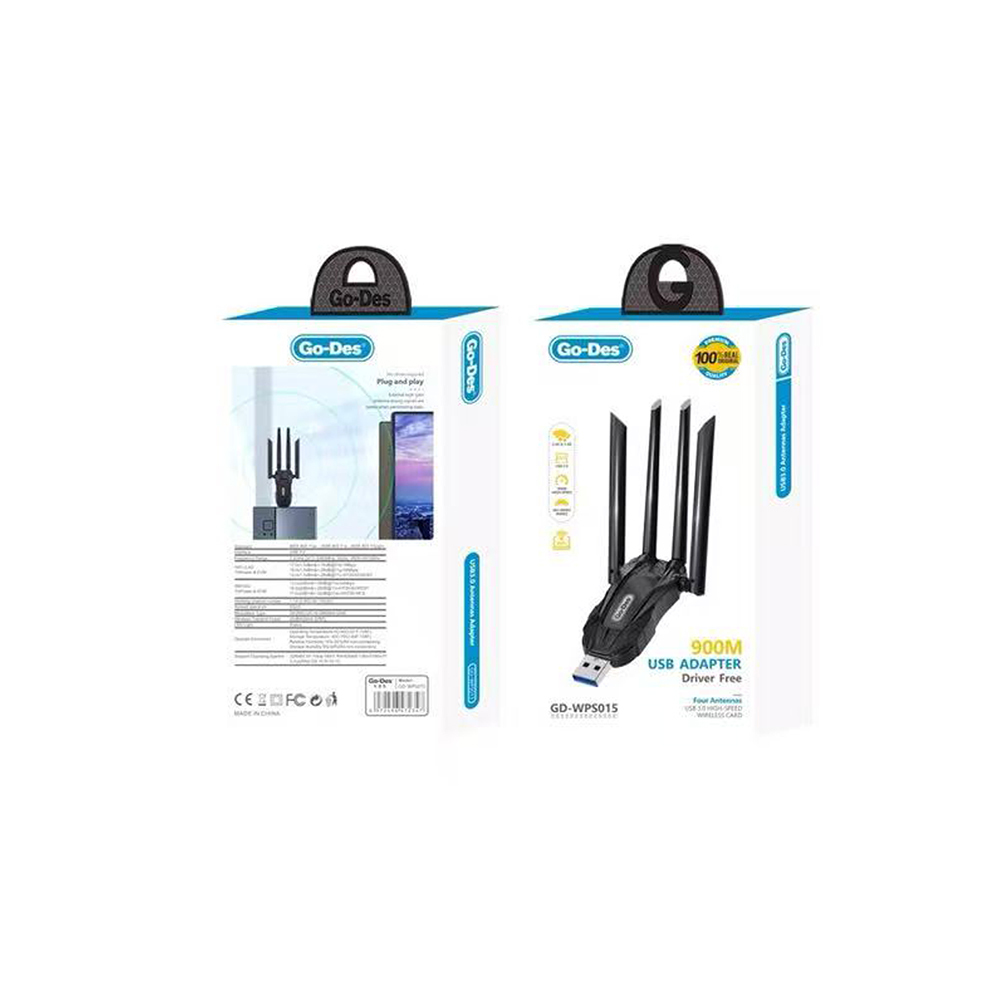 Go-Des GD-WPS015 Wi-Fi USB Adaptörü 900Mbps - 2