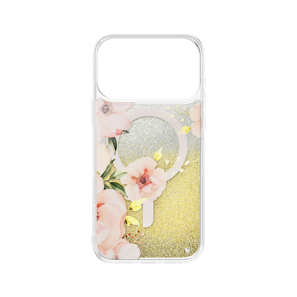 Apple iPhone 17 Pro Max Uyumlu Kılıf M-safe Şarj Özellikli Çiçek Desenli Simli Arka Yüzey Coehl Fleurette Kapak - 1