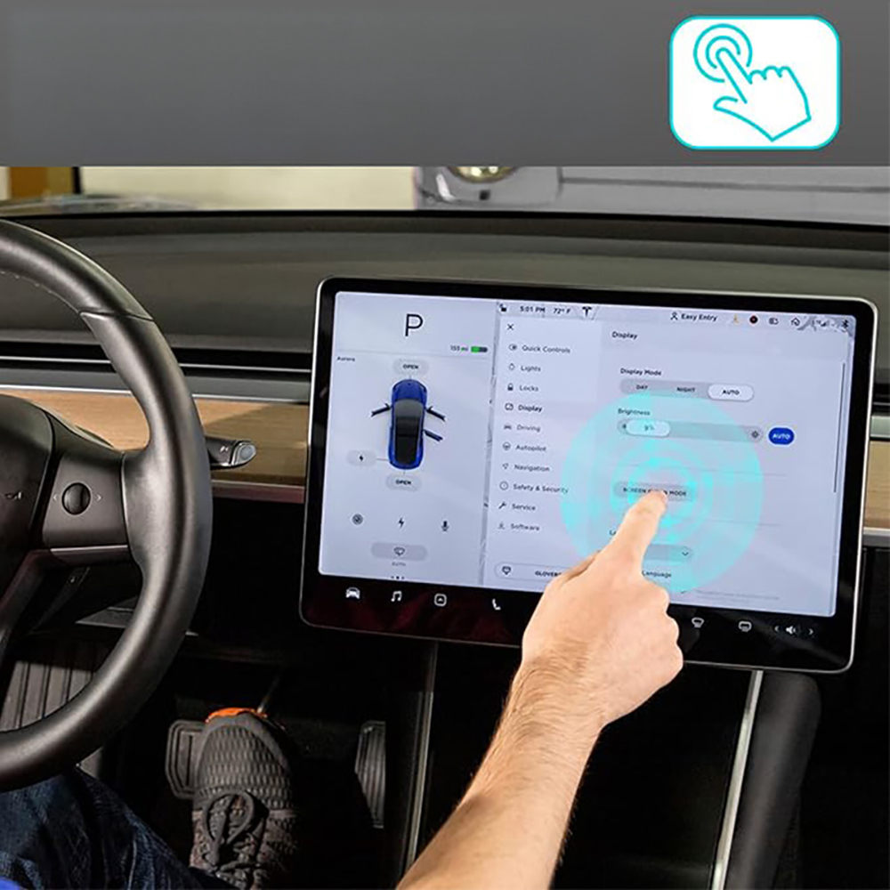 Tesla Yeni Model Y 2in1 Araç Multimedya Ekran Koruyucu Uygulama Aparatlı Zore Premium Mat Temperli Cam Ekran Koruyucu - 4