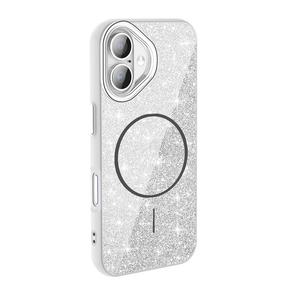 Apple iPhone 17 Uyumlu Kılıf M-safe Şarj Özellikli Parlayan Simli Zore Okso Kapak - 2