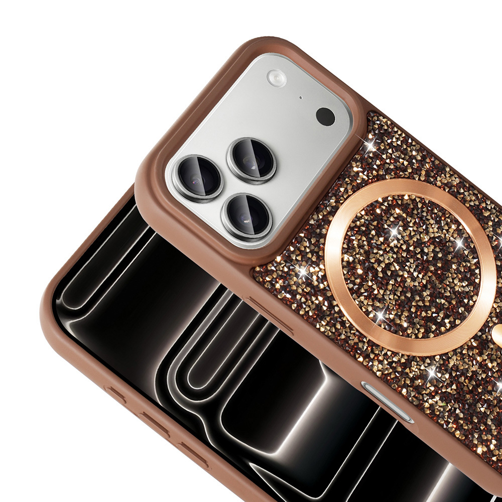 Apple iPhone 17 Pro Uyumlu Kılıf Pırlanta Tasarımlı M-safe Şarj Özellikli Zore Mozaik Silikon Kapak - 4
