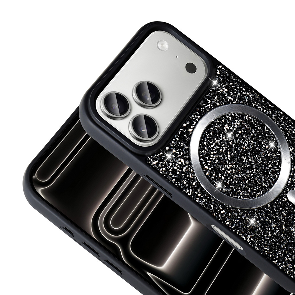 Apple iPhone 17 Pro Uyumlu Kılıf Pırlanta Tasarımlı M-safe Şarj Özellikli Zore Mozaik Silikon Kapak - 6