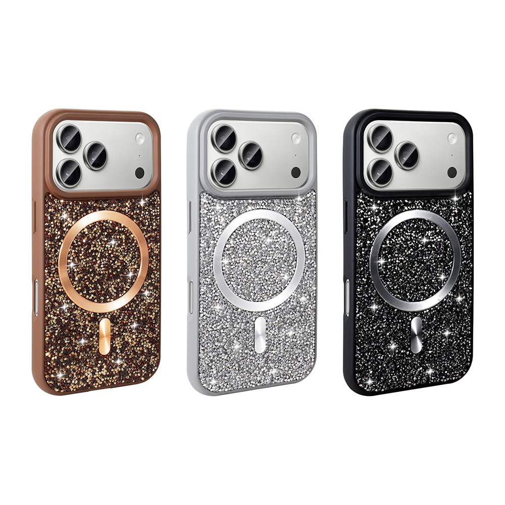 Apple iPhone 17 Pro Uyumlu Kılıf Pırlanta Tasarımlı M-safe Şarj Özellikli Zore Mozaik Silikon Kapak - 7