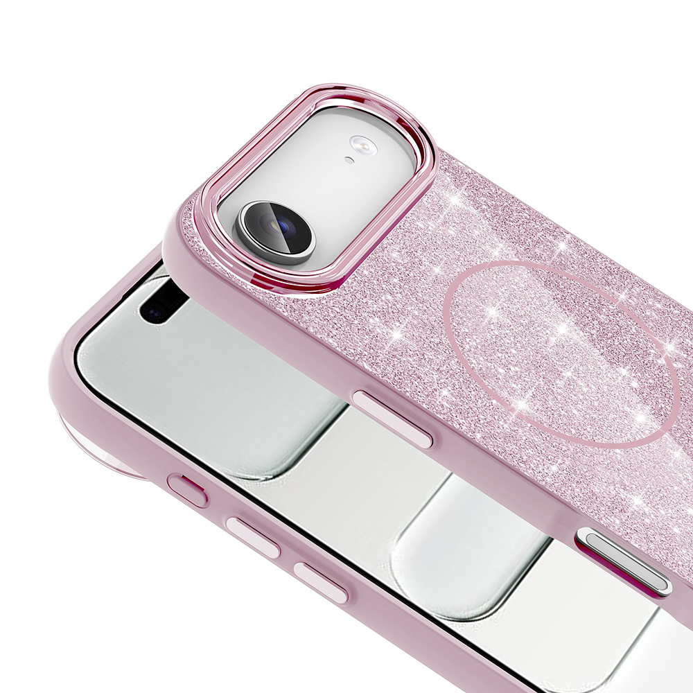 Apple iPhone 17 Air Uyumlu Kılıf M-safe Şarj Özellikli Parlayan Simli Zore Okso Kapak - 9