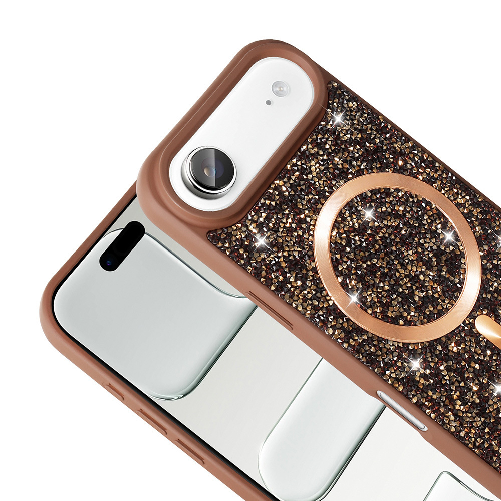 Apple iPhone 17 Air Uyumlu Kılıf Pırlanta Tasarımlı M-safe Şarj Özellikli Zore Mozaik Silikon Kapak - 4