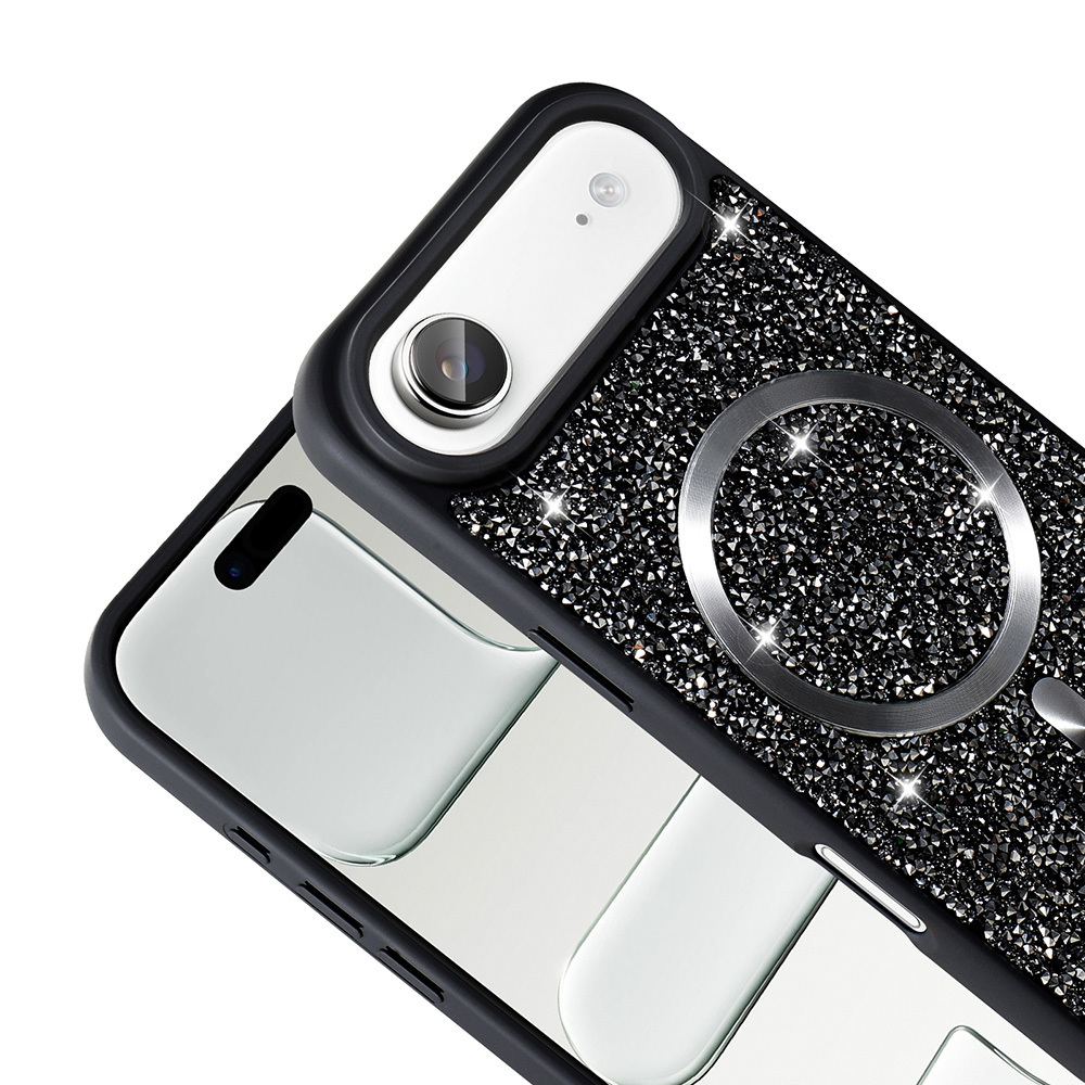 Apple iPhone 17 Air Uyumlu Kılıf Pırlanta Tasarımlı M-safe Şarj Özellikli Zore Mozaik Silikon Kapak - 6