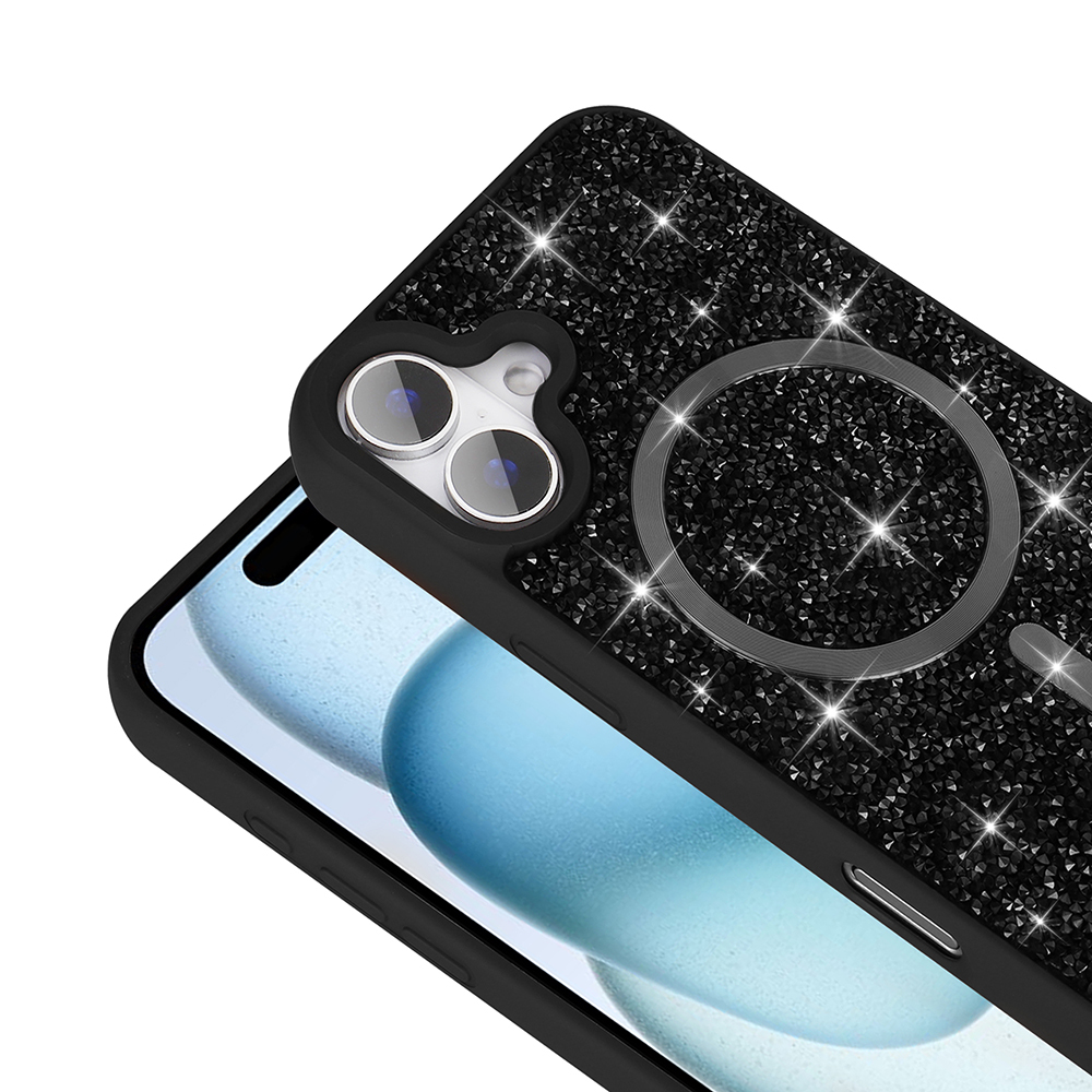 Apple iPhone 17 Uyumlu Kılıf Pırlanta Tasarımlı M-safe Şarj Özellikli Zore Mozaik Silikon Kapak - 6