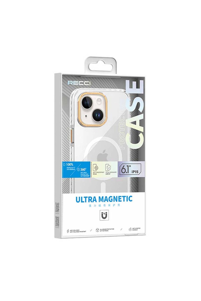 Apple iPhone 15 Plus Uyumlu Kılıf Magsafe Şarj Özellikli Cam Arka Yüzey Recci Michelin Serisi Kapak