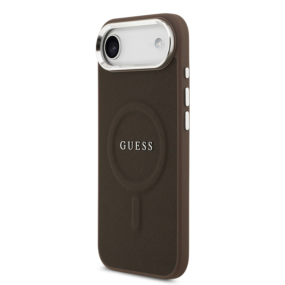 Apple iPhone 17 Air Uyumlu Kılıf Guess Orjinal Lisanslı M-safe Şarj Özellikli Klasik Yazı Logolu PU Deri Kapak - 1