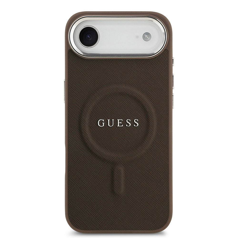 Apple iPhone 17 Air Uyumlu Kılıf Guess Orjinal Lisanslı M-safe Şarj Özellikli Klasik Yazı Logolu PU Deri Kapak - 2