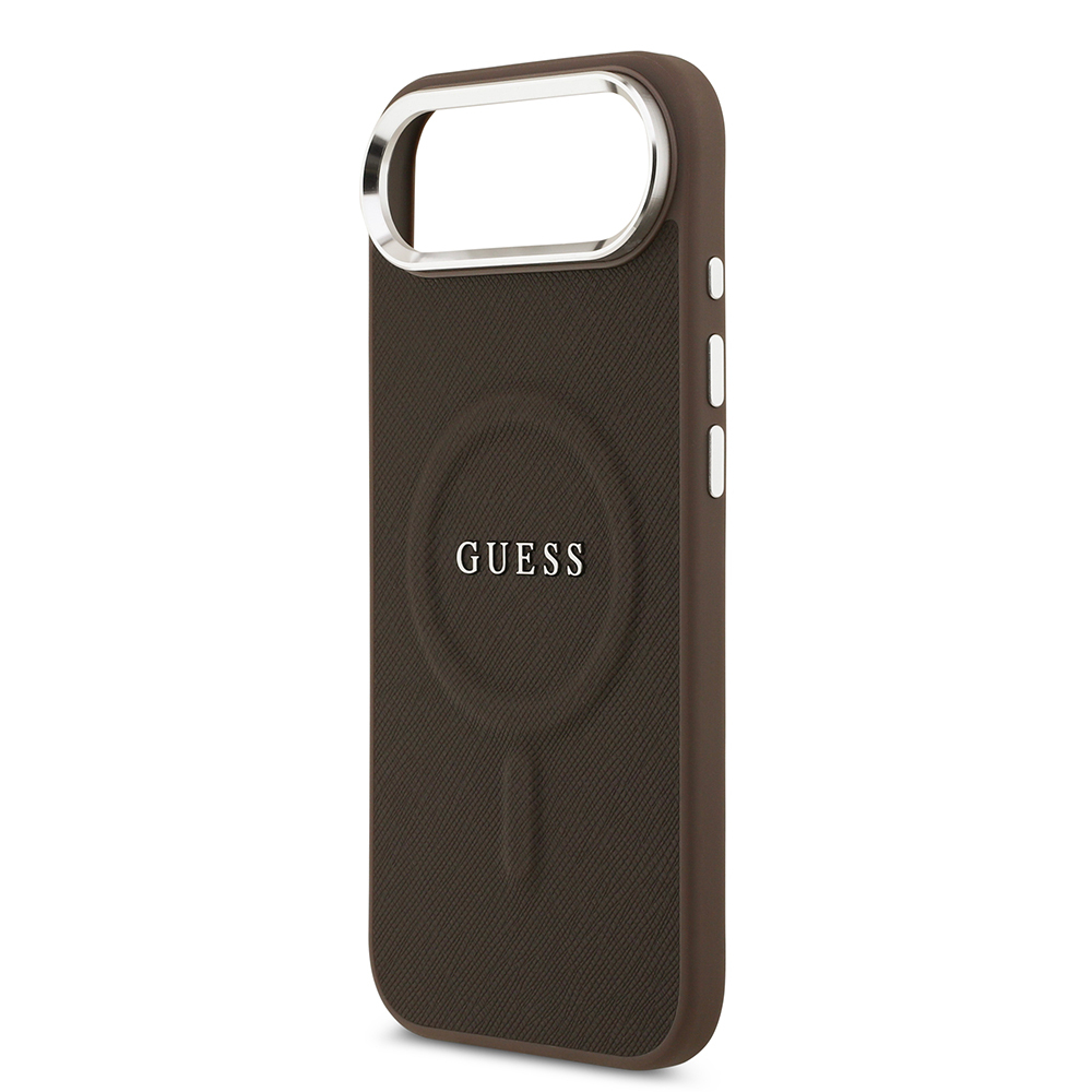 Apple iPhone 17 Air Uyumlu Kılıf Guess Orjinal Lisanslı M-safe Şarj Özellikli Klasik Yazı Logolu PU Deri Kapak - 5
