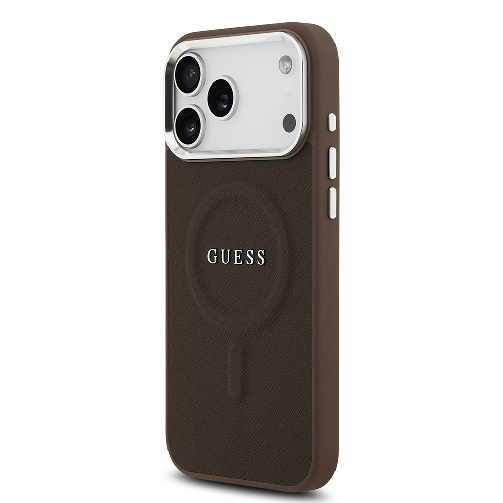 Apple iPhone 17 Pro Uyumlu Kılıf Guess Orjinal Lisanslı M-safe Şarj Özellikli Klasik Yazı Logolu PU Deri Kapak - 7
