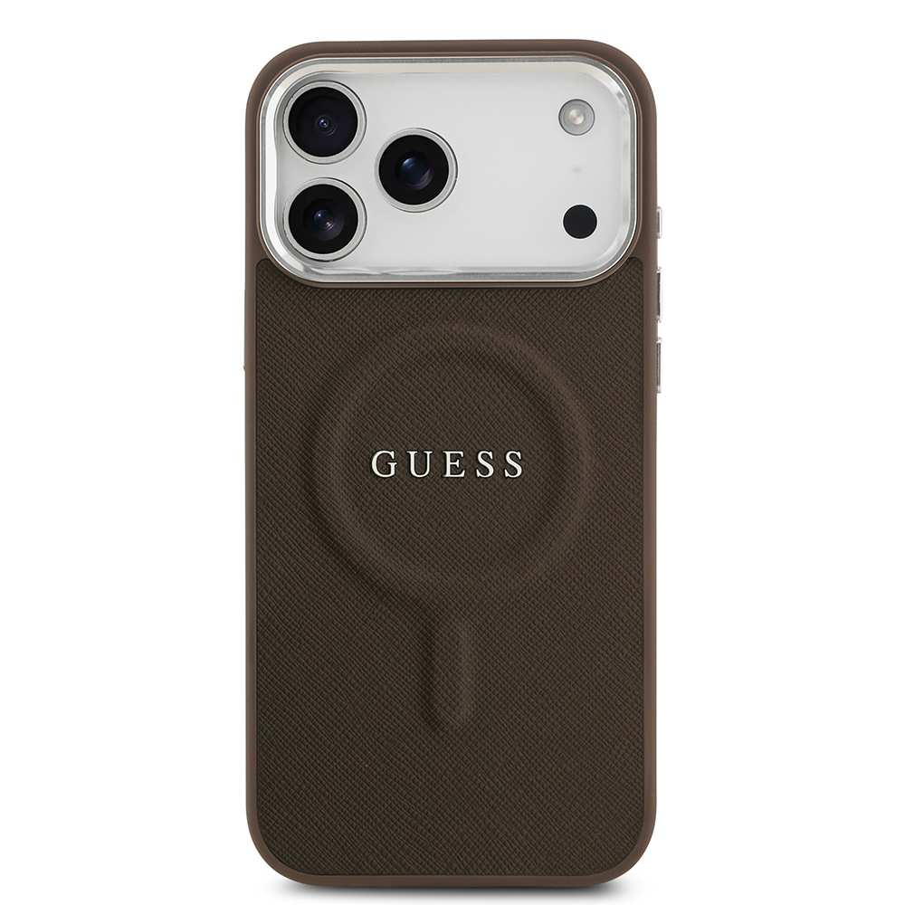 Apple iPhone 17 Pro Uyumlu Kılıf Guess Orjinal Lisanslı M-safe Şarj Özellikli Klasik Yazı Logolu PU Deri Kapak - 8