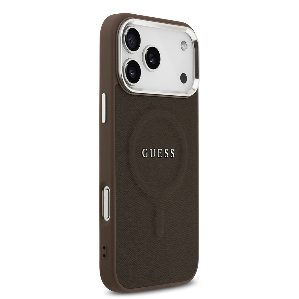 Apple iPhone 17 Pro Uyumlu Kılıf Guess Orjinal Lisanslı M-safe Şarj Özellikli Klasik Yazı Logolu PU Deri Kapak - 9