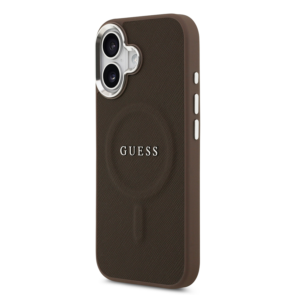 Apple iPhone 17 Uyumlu Kılıf Guess Orjinal Lisanslı M-safe Şarj Özellikli Klasik Yazı Logolu PU Deri Kapak - 7